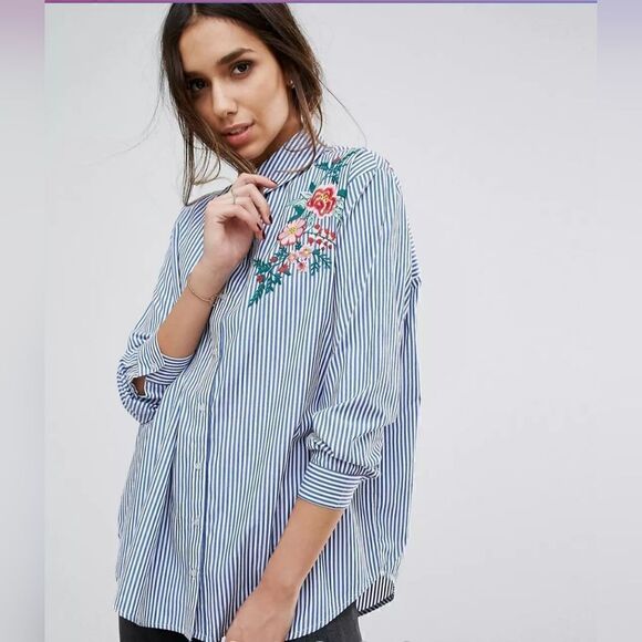 Pimkie Embroidered button down Shirt - Picture 1 of 8